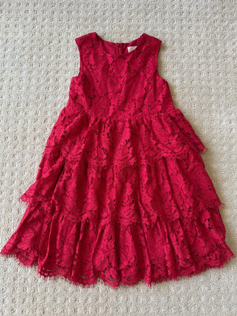 NWOT Rachel Parcell Girls’ Red Tiered Lace Sleeveless Dress, Size 7